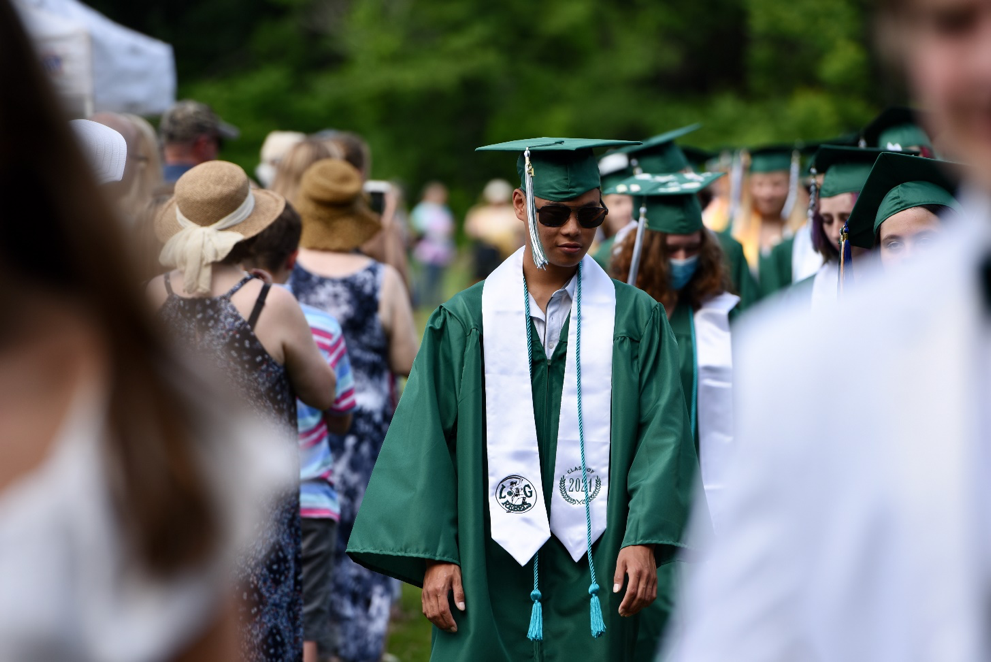 Leland & Gray High School Senior, McKade Beattie, Marches At Graduation With A Windham Work Ready Teal Honor Cord. – Meaghan Fagely Photography