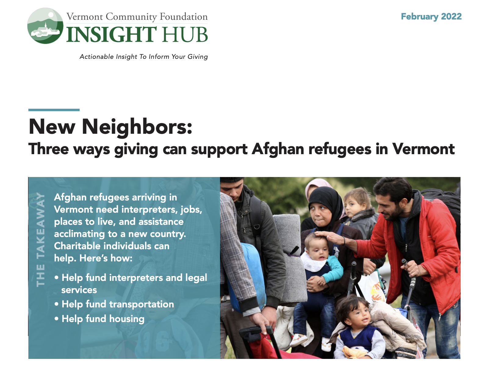 Vermont Community Foundation Urges Support For Afghan Refugees