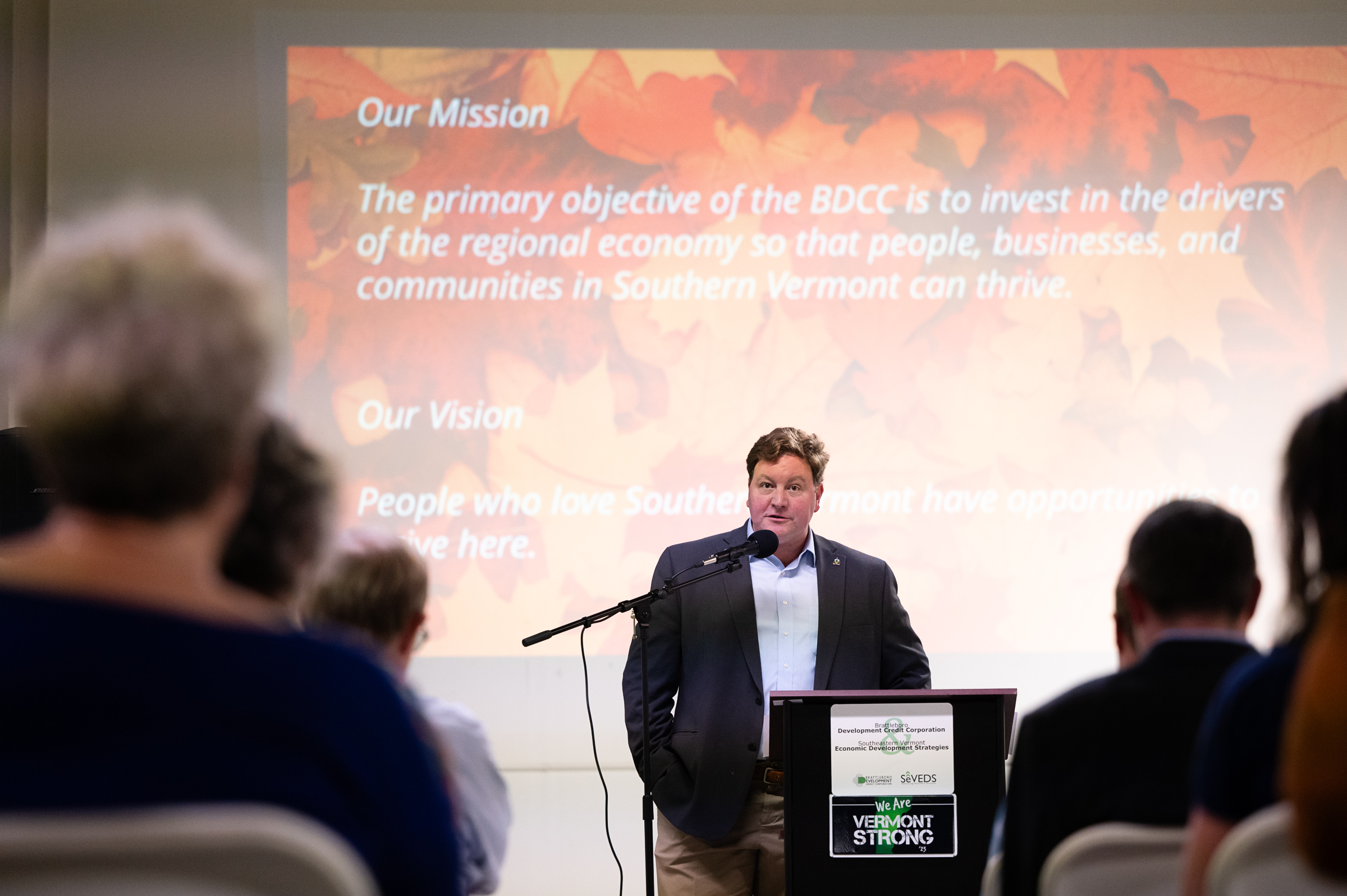 State Treasurer Mike Pieciak Delivers A Keynote, “Housing As Economic Development,” At The BDCC/SeVEDS Annual Meeting On October 5, 2023 (Photo By Kelly Fletcher)