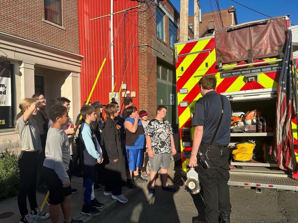 Boys & Girls Club of Brattleboro participants learn about the Brattleboro Fire Department