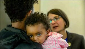 Rep. Becca Balint, D-Vt., met with refugee families at the Multicultural Community Center of Southern Vermont during a visit with the Ethiopian Community Development Council in Brattleboro on Monday, Feb. 13, 2023